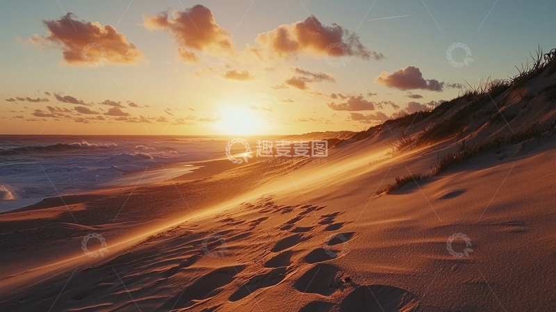 高清大图下载【趣麦麦图】沙滩日落风景