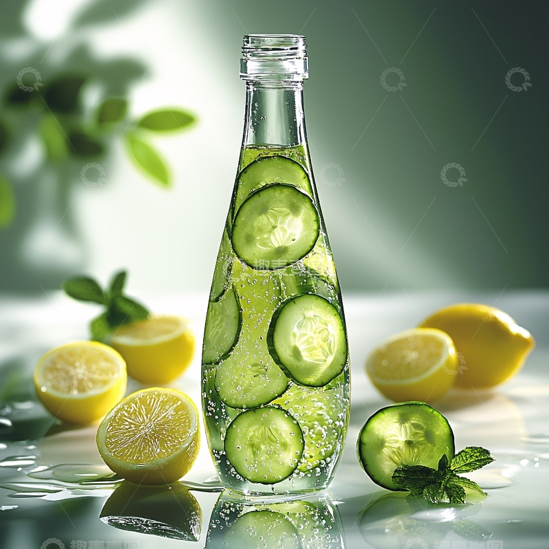 高清大图下载【趣麦麦图】黄瓜柠檬水饮品
