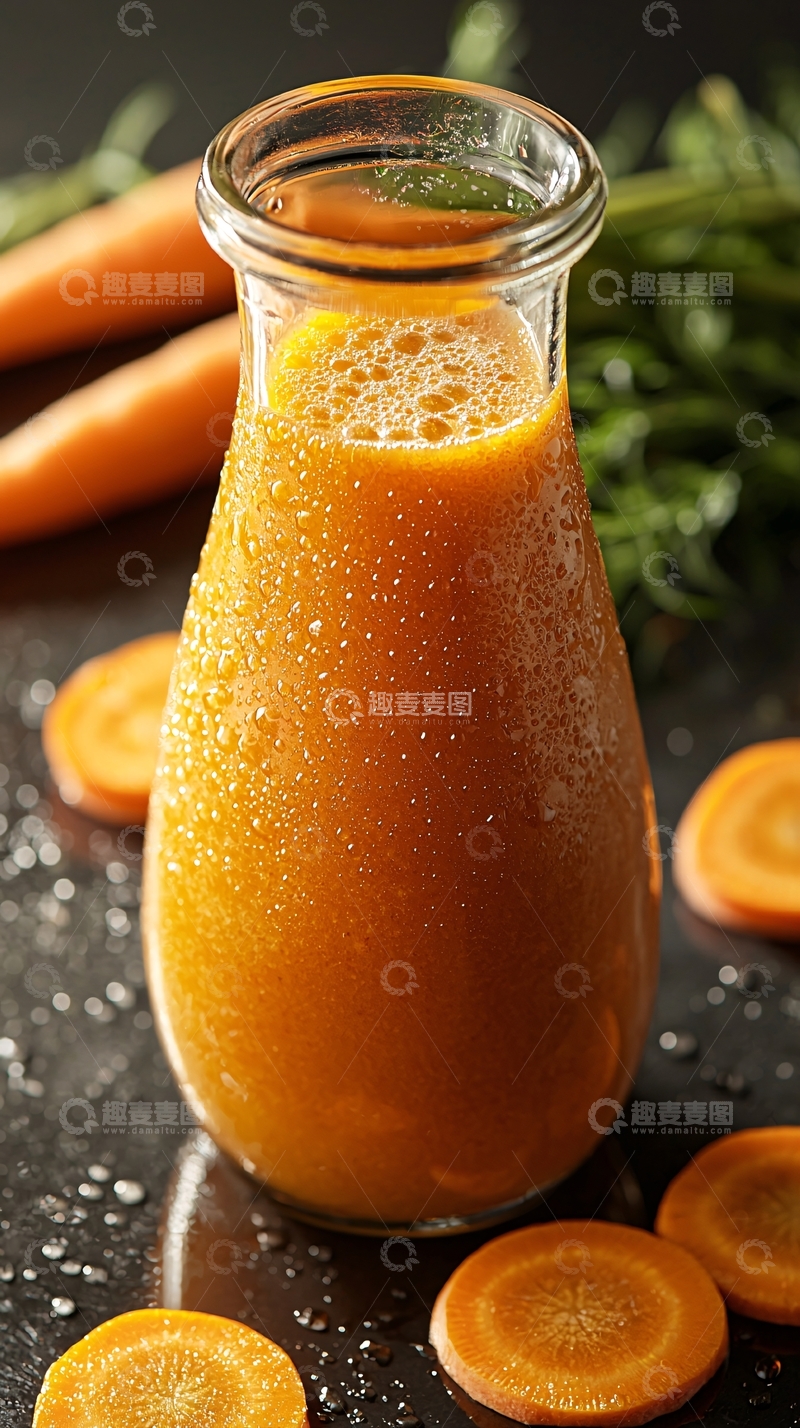 高清大图下载【趣麦麦图】鲜榨胡萝卜汁饮料