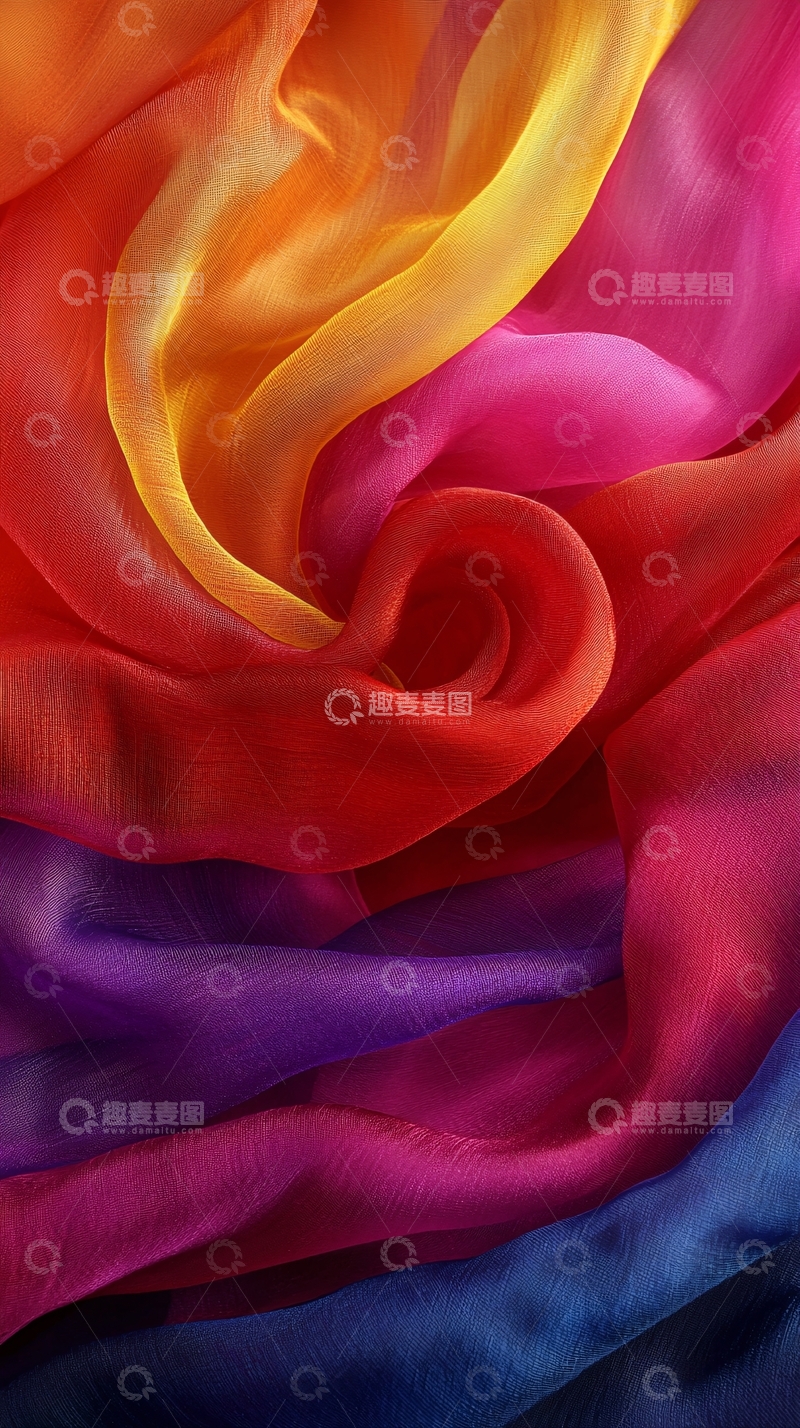 高清大图下载【趣麦麦图】彩色丝绸布料质感