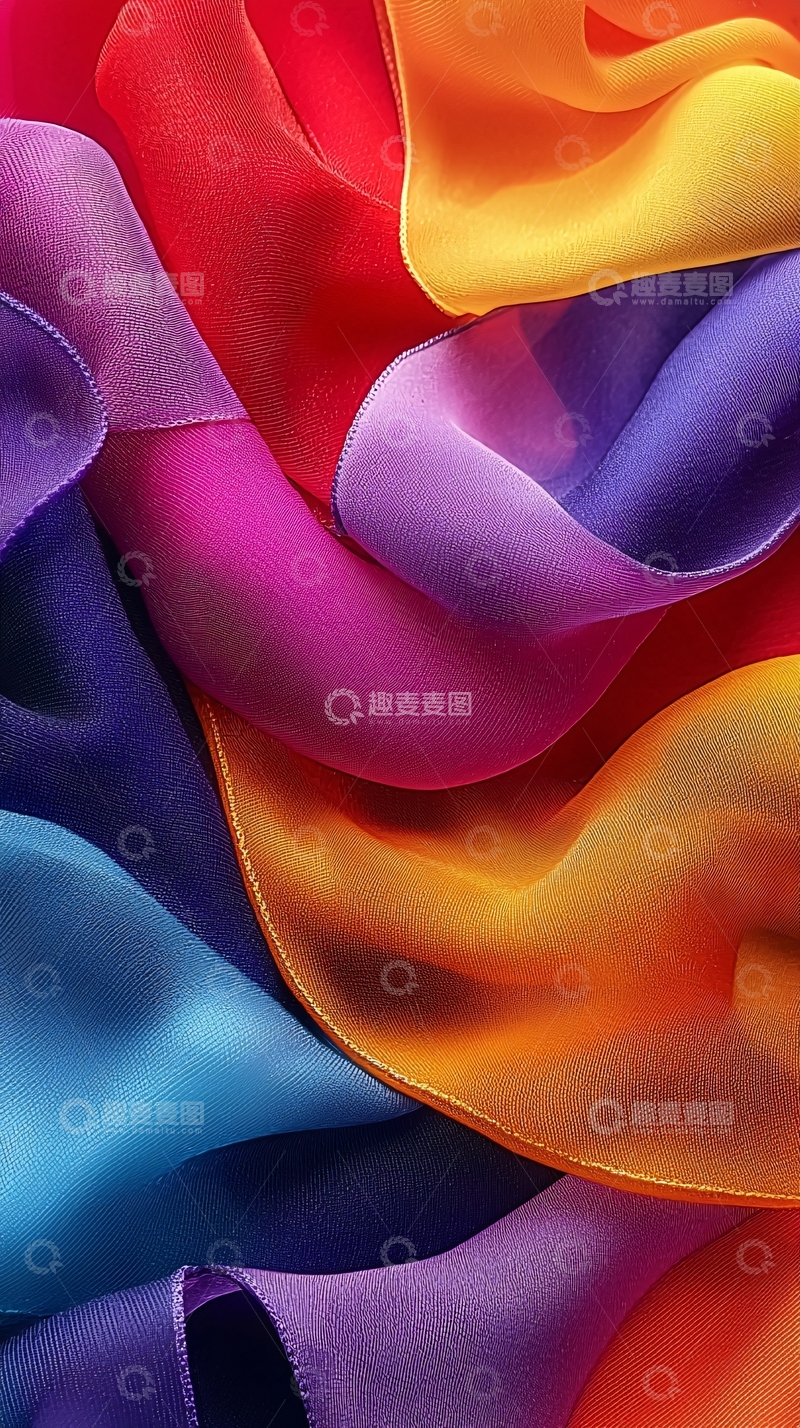 高清大图下载【趣麦麦图】彩色丝绸布料