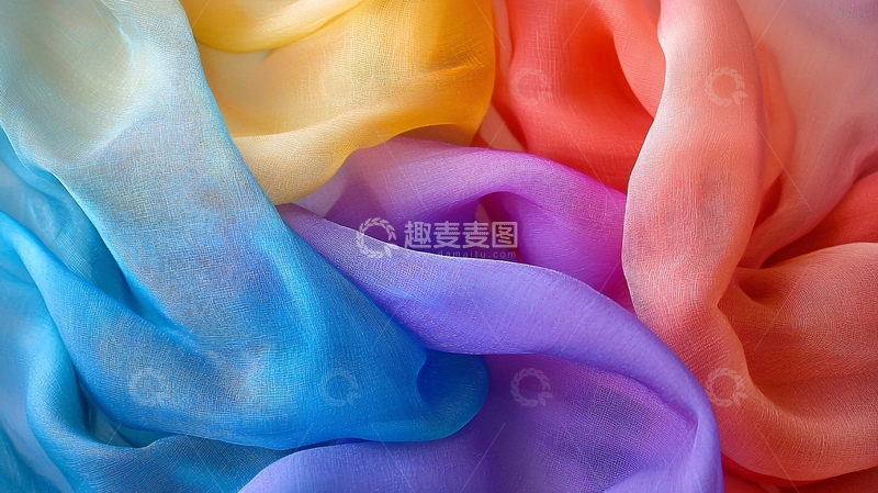 高清大图下载【趣麦麦图】彩虹渐变色丝绸布料