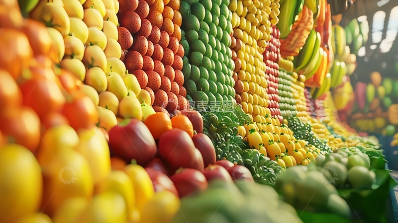 高清大图下载【趣麦麦图】色彩鲜艳的水果蔬菜墙