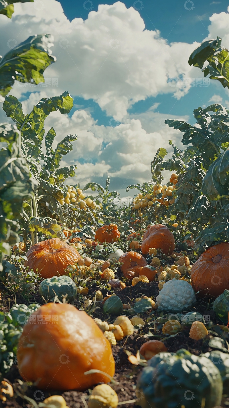 高清大图下载【趣麦麦图】秋季丰收南瓜田