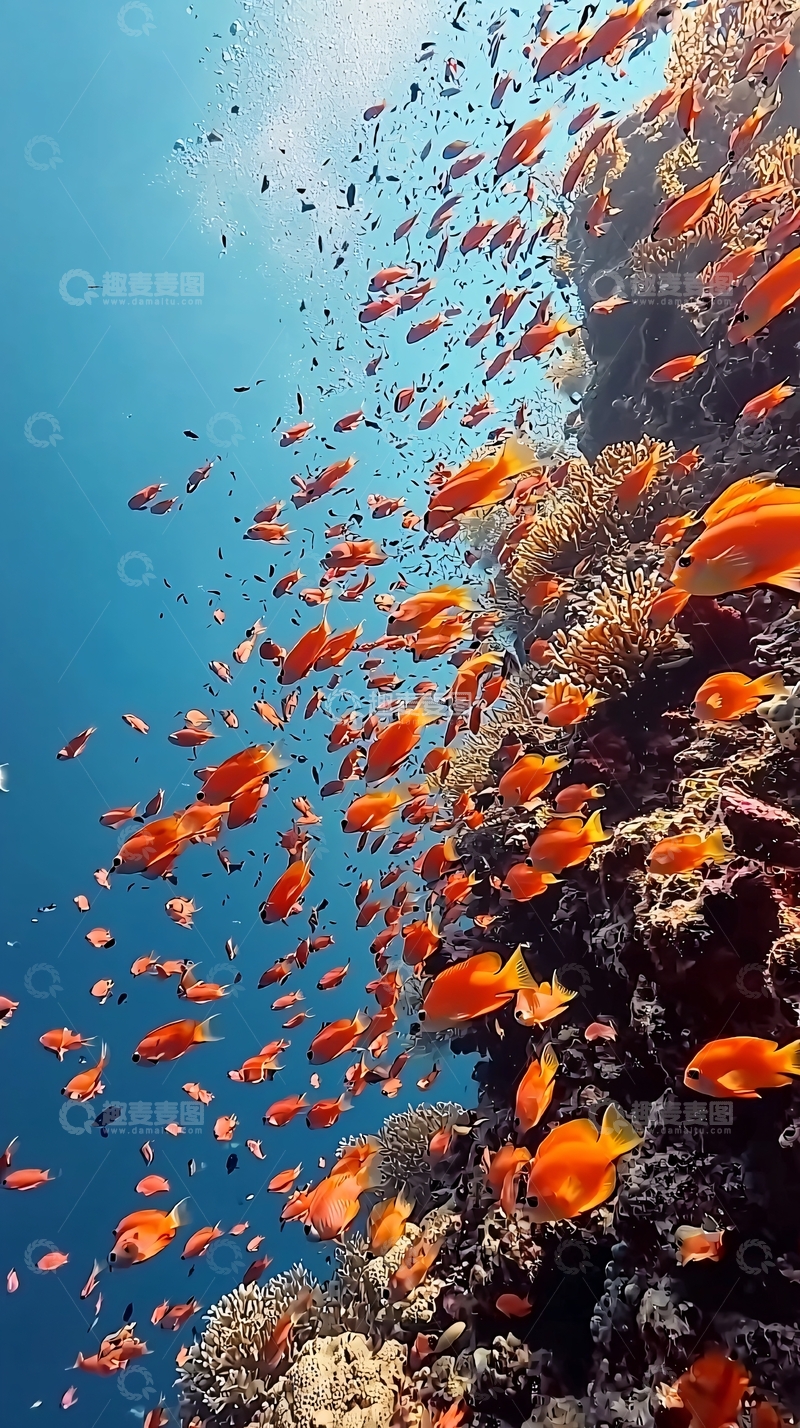 高清大图下载【趣麦麦图】珊瑚礁鱼群