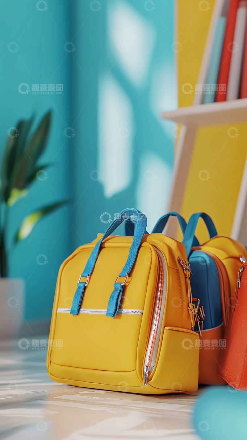 高清大图下载【趣麦麦图】黄色书包