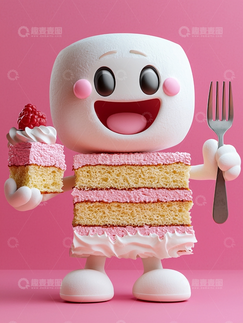 高清大图下载【趣麦麦图】可爱棉花糖蛋糕人