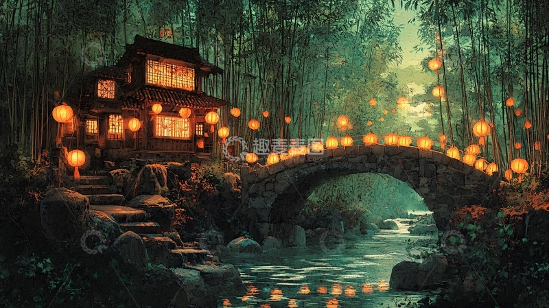 高清大图下载【趣麦麦图】竹林小筑