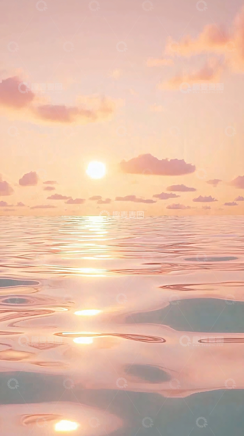 高清大图下载【趣麦麦图】粉色系日落海景