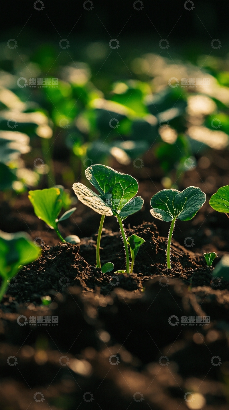 高清大图下载【趣麦麦图】嫩绿幼苗破土而出