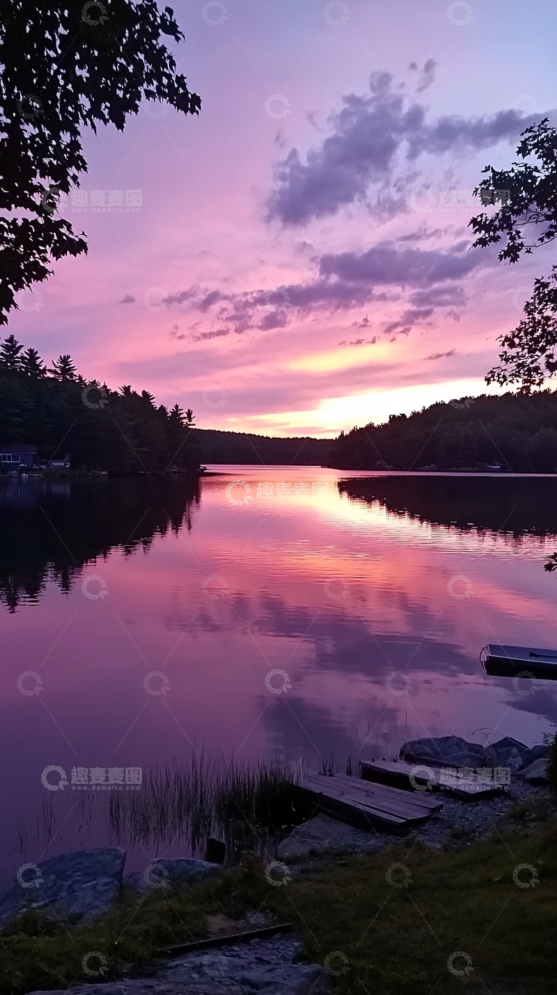 高清大图下载【趣麦麦图】湖边日落