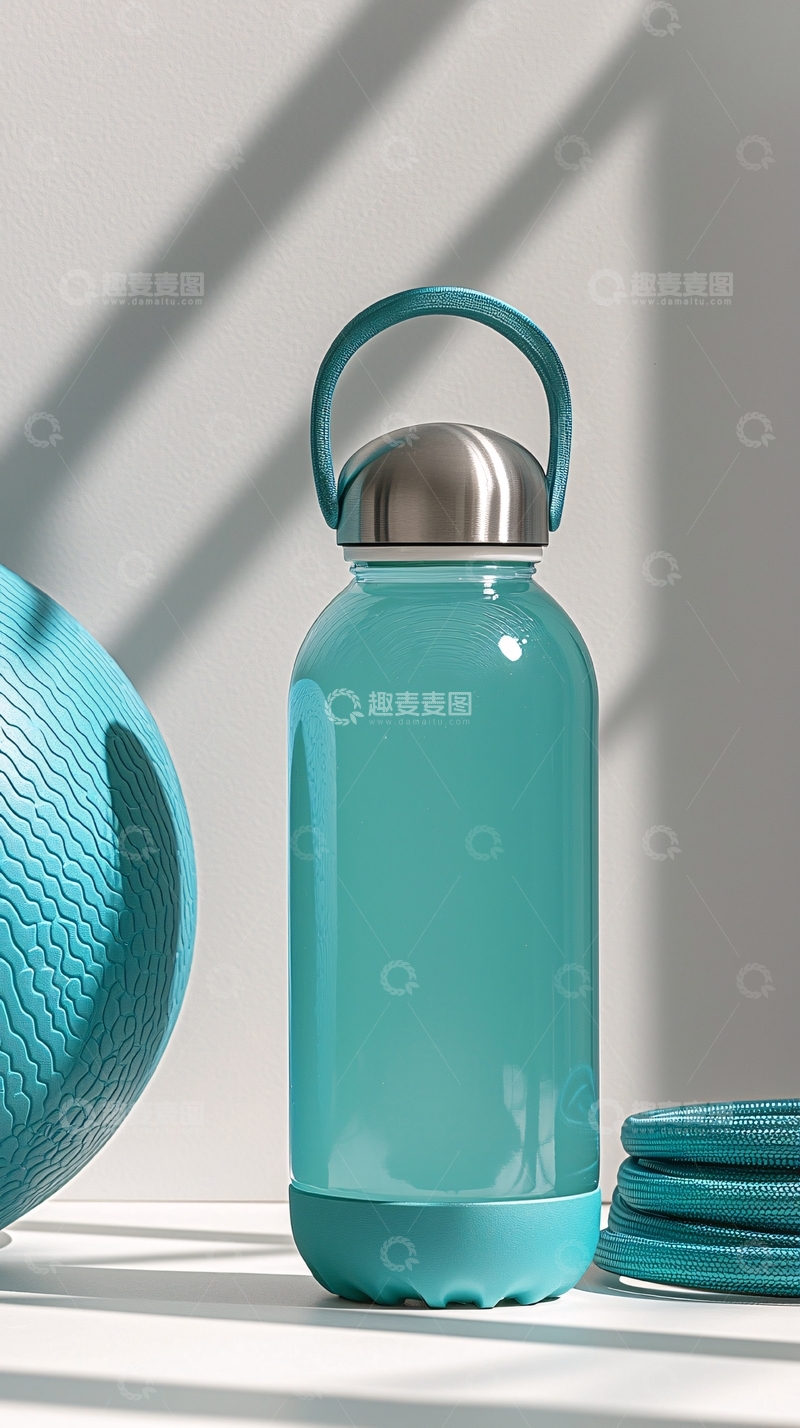 高清大图下载【趣麦麦图】蓝色运动水壶静物