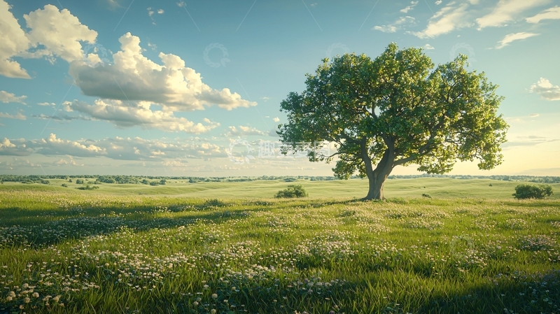 高清大图下载【趣麦麦图】草原上的孤独大树