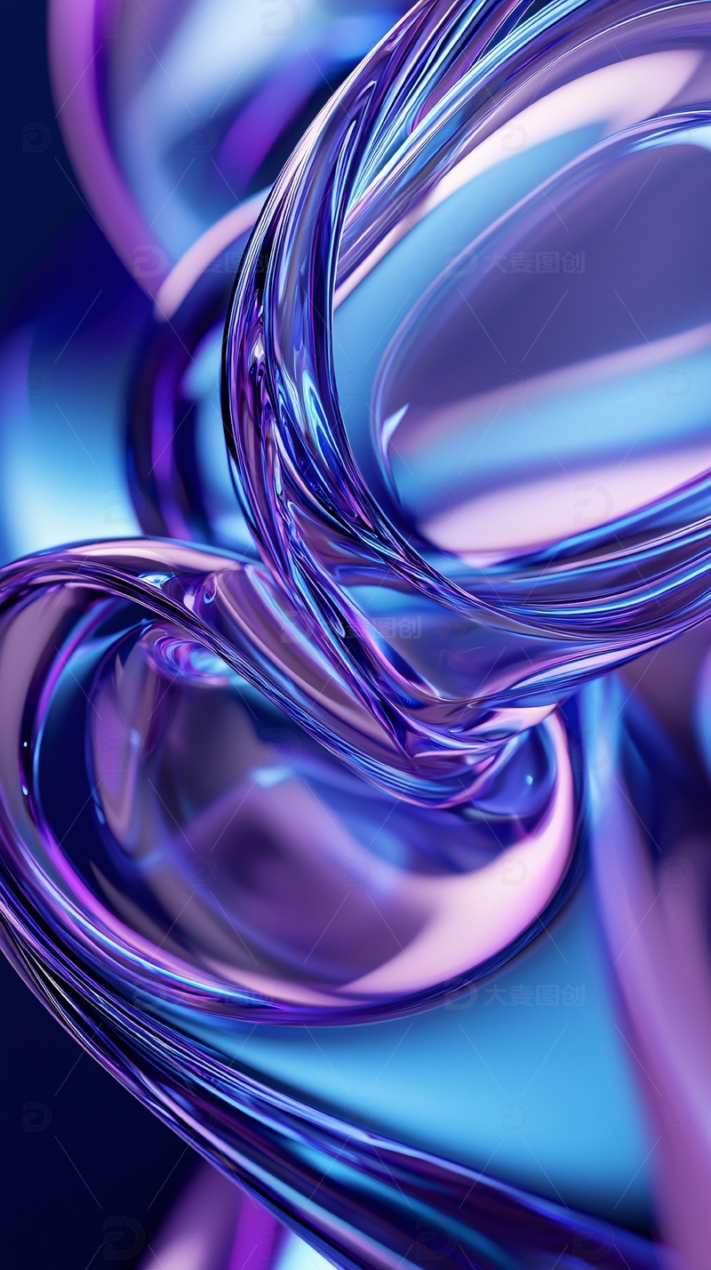 抽象紫色蓝色光滑液体