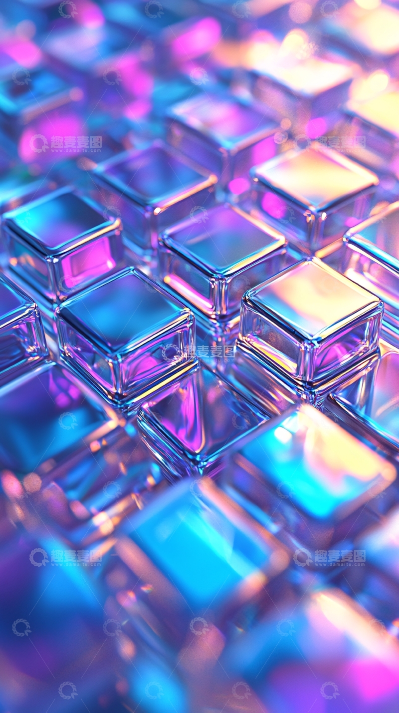 高清大图下载【趣麦麦图】炫彩玻璃方块背景