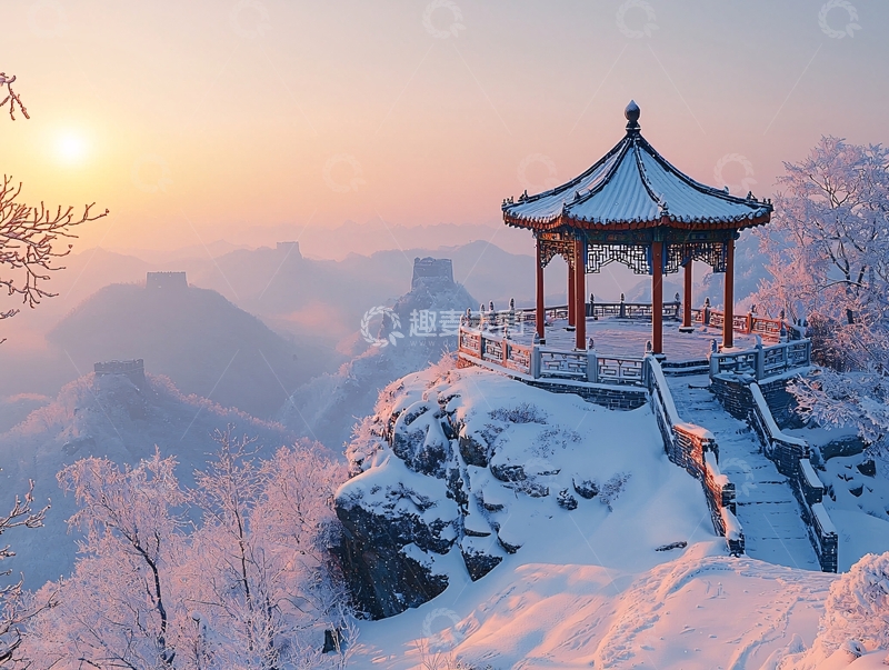 高清大图下载【趣麦麦图】冬日长城雪景