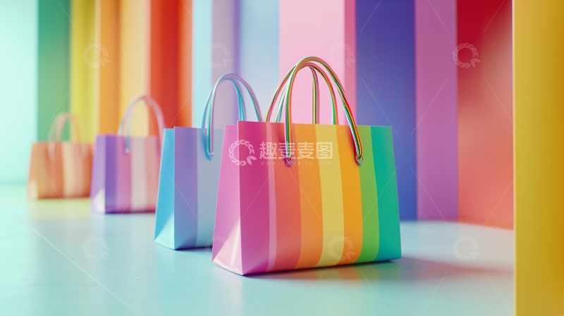 高清大图下载【趣麦麦图】彩虹购物袋