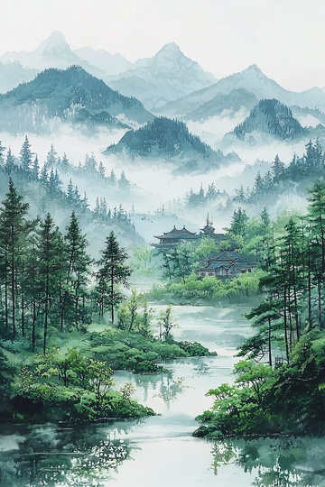 水墨画山水