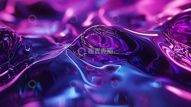 高清大图下载【趣麦麦图】紫色蓝色金属液体