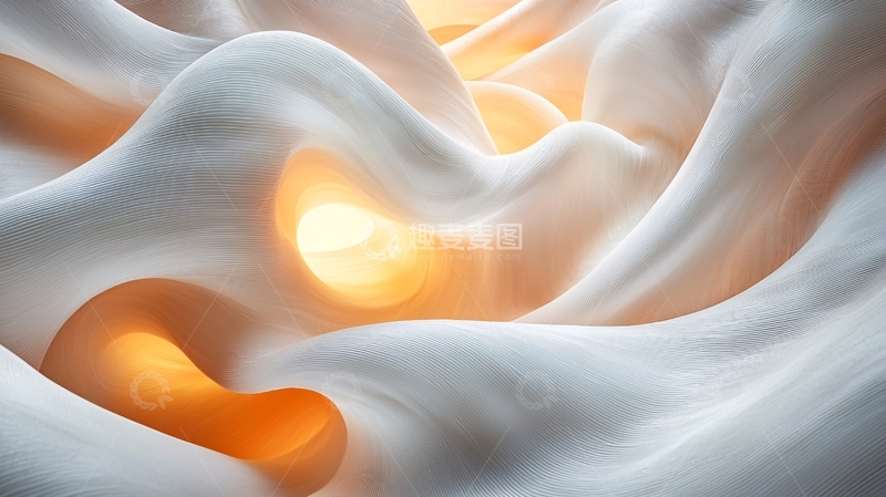 高清大图下载【趣麦麦图】白色丝绸光影流动