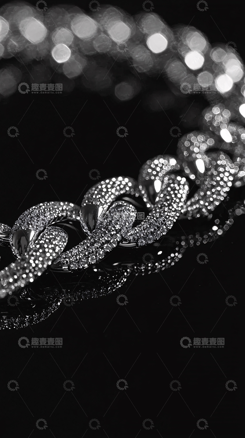 高清大图下载【趣麦麦图】闪耀的银色粗链条项链