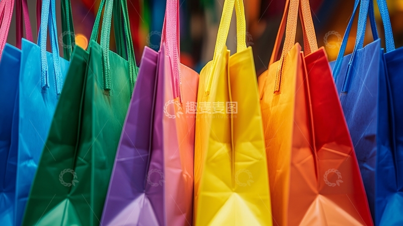 高清大图下载【趣麦麦图】彩虹色环保购物袋