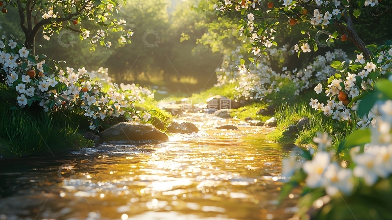 高清大图下载【趣麦麦图】阳光森林小溪