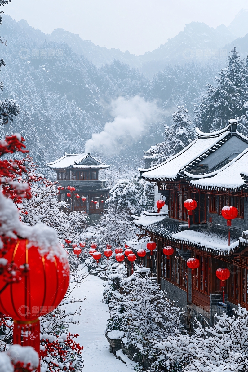 高清大图下载【趣麦麦图】雪后中国古建筑