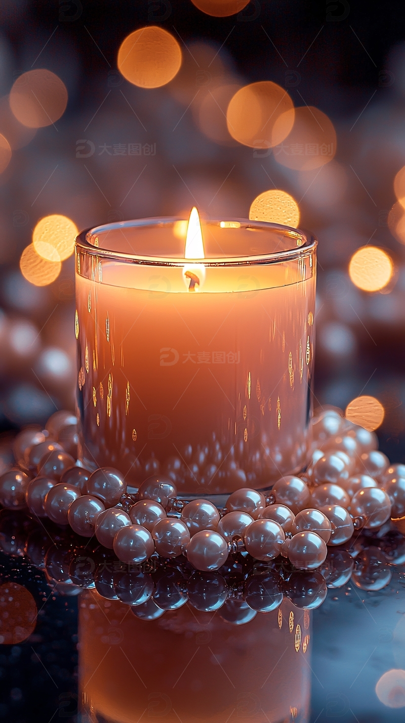 烛光珍珠浪漫氛围