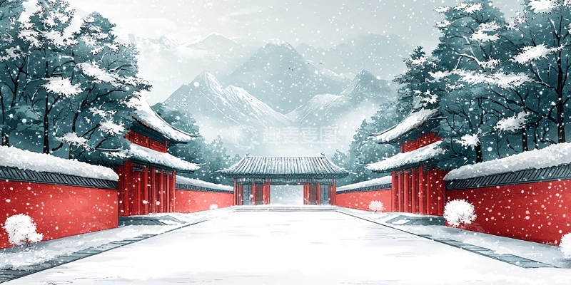 高清大图下载【趣麦麦图】雪中的中国宫殿建筑