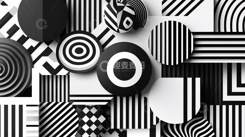 高清大图下载【趣麦麦图】黑白几何图案