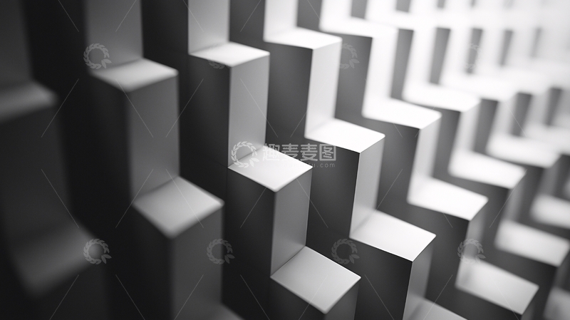 高清大图下载【趣麦麦图】黑白抽象阶梯