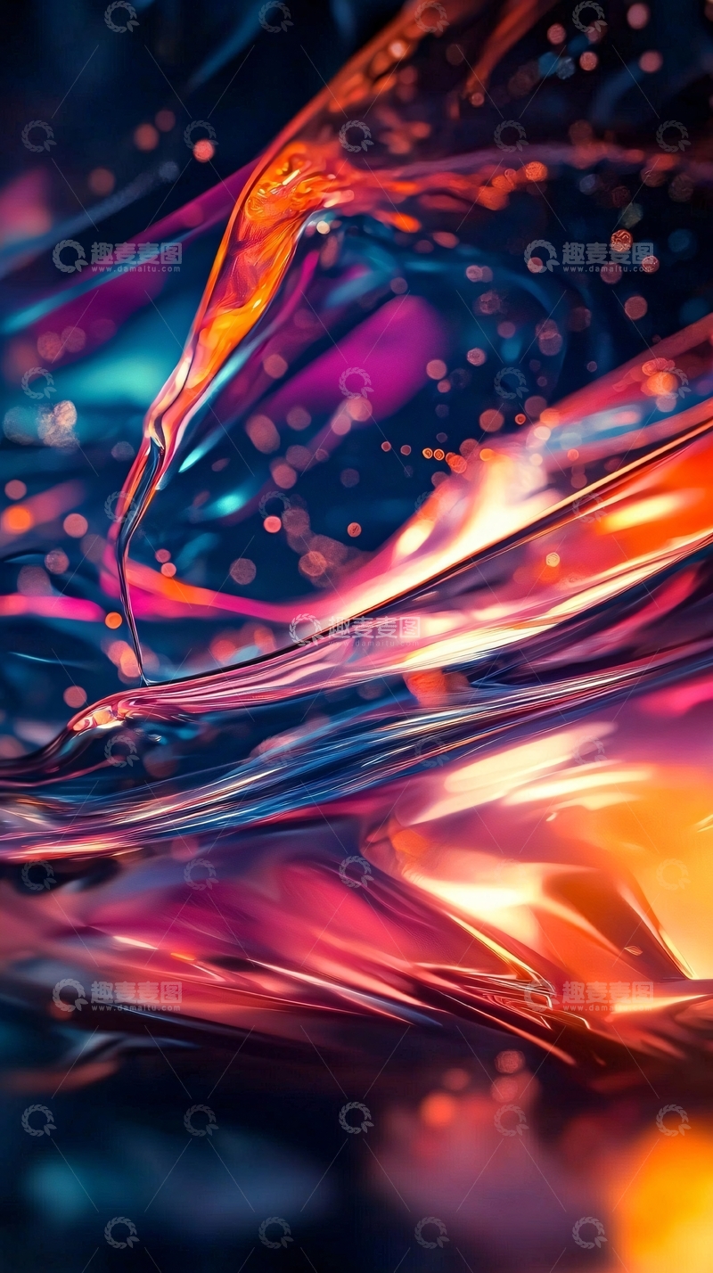 高清大图下载【趣麦麦图】炫彩流体金属质感背景