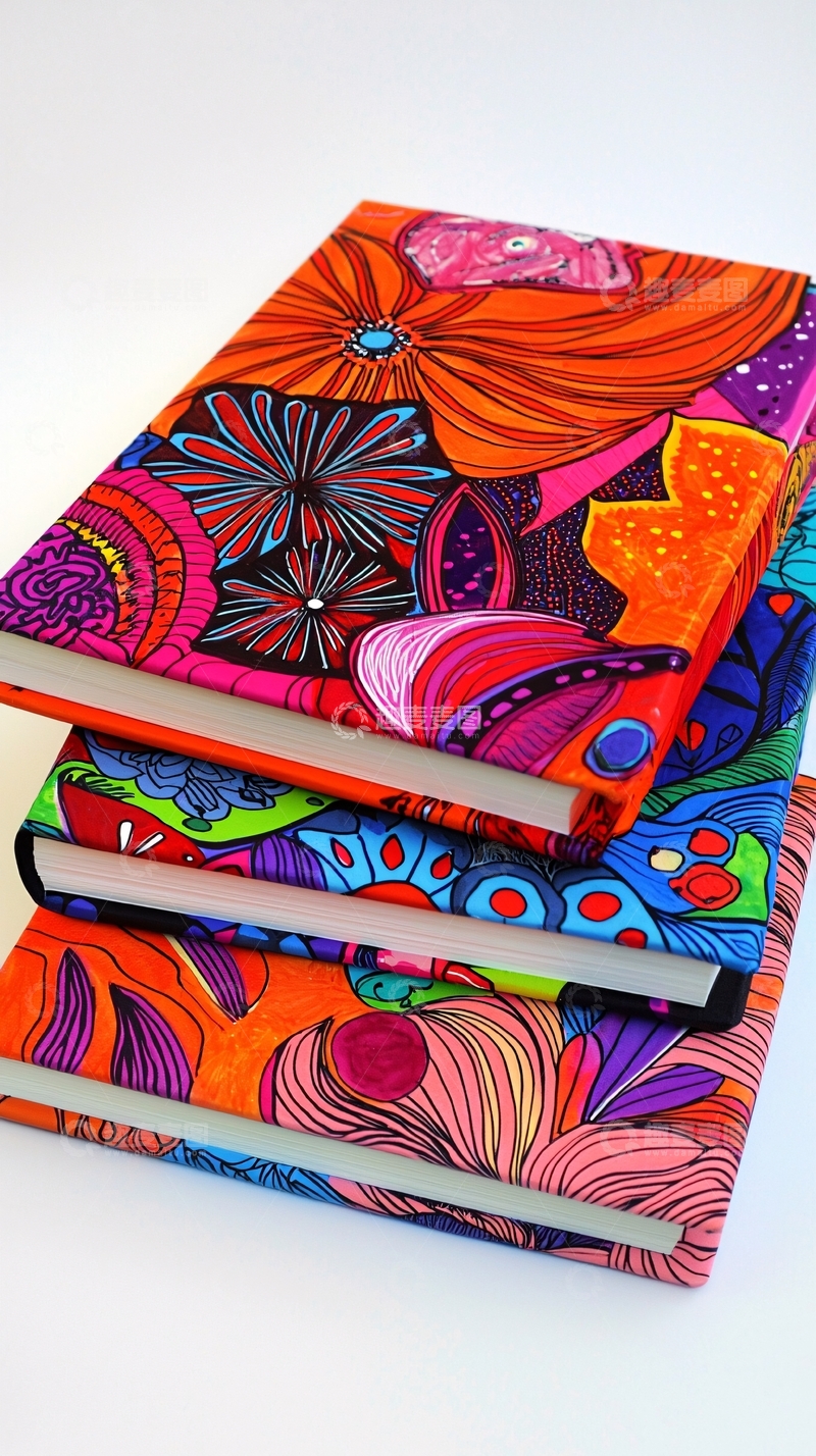 高清大图下载【趣麦麦图】彩色手绘花卉笔记本