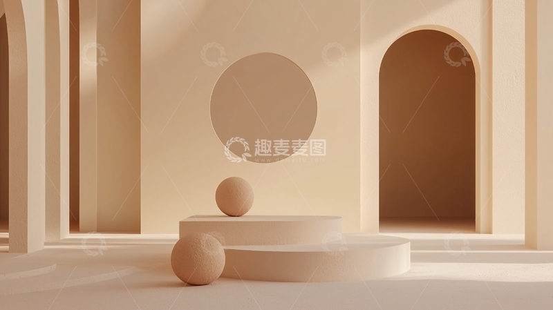 高清大图下载【趣麦麦图】极简主义米色背景