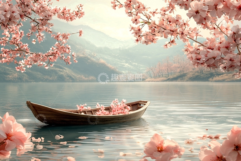 高清大图下载【趣麦麦图】樱花湖景