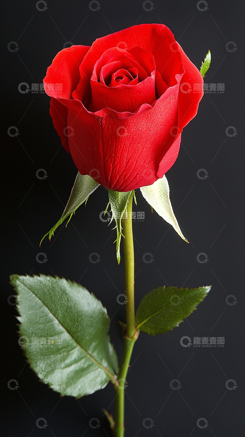 高清大图下载【趣麦麦图】单支红玫瑰
