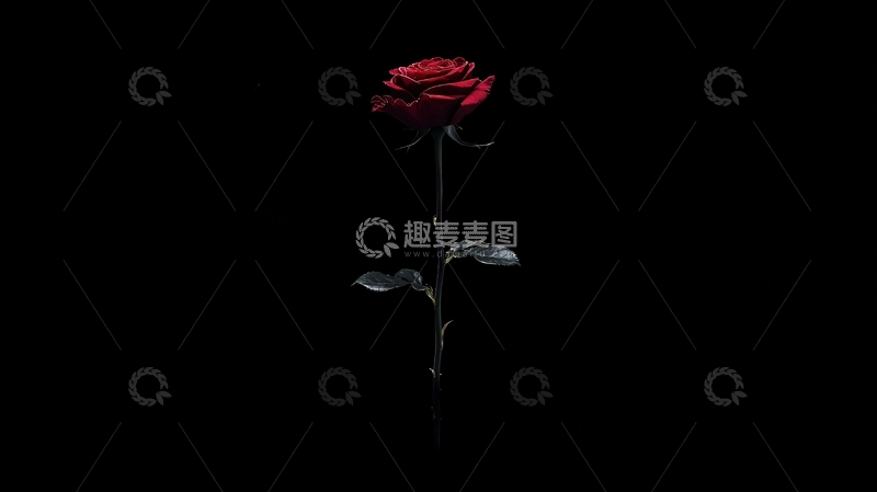 高清大图下载【趣麦麦图】黑底红玫瑰