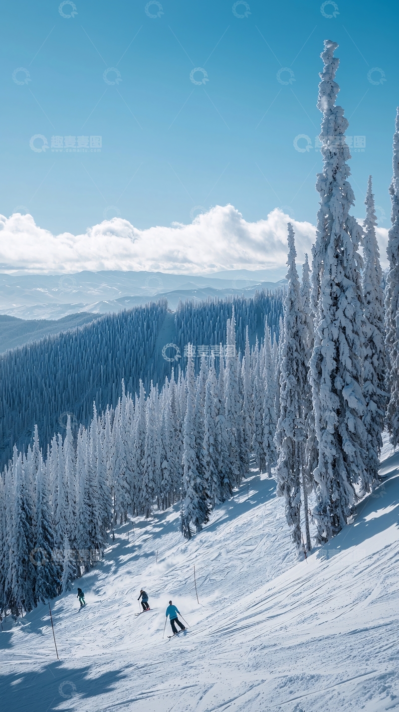 高清大图下载【趣麦麦图】雪山滑雪风景