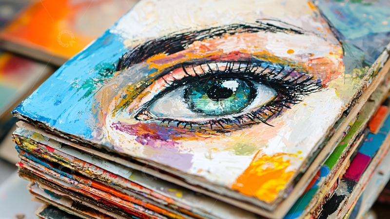 高清大图下载【趣麦麦图】抽象派油画眼睛特写