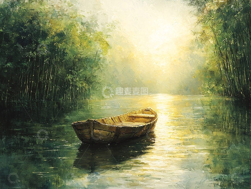 高清大图下载【趣麦麦图】清晨小船