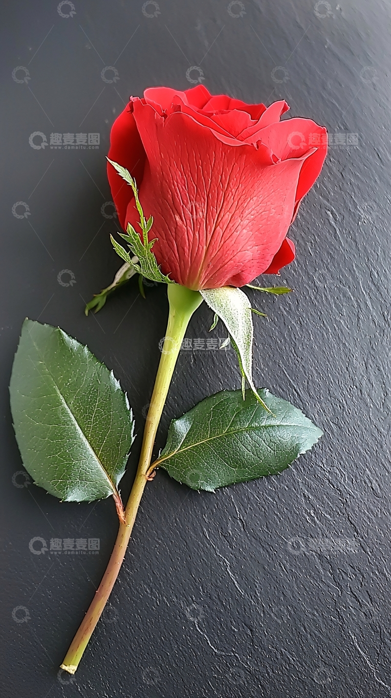 高清大图下载【趣麦麦图】单支红玫瑰