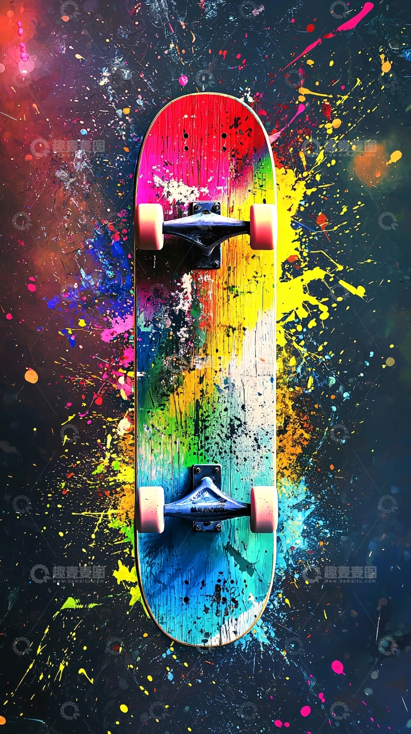 高清大图下载【趣麦麦图】彩色涂鸦滑板