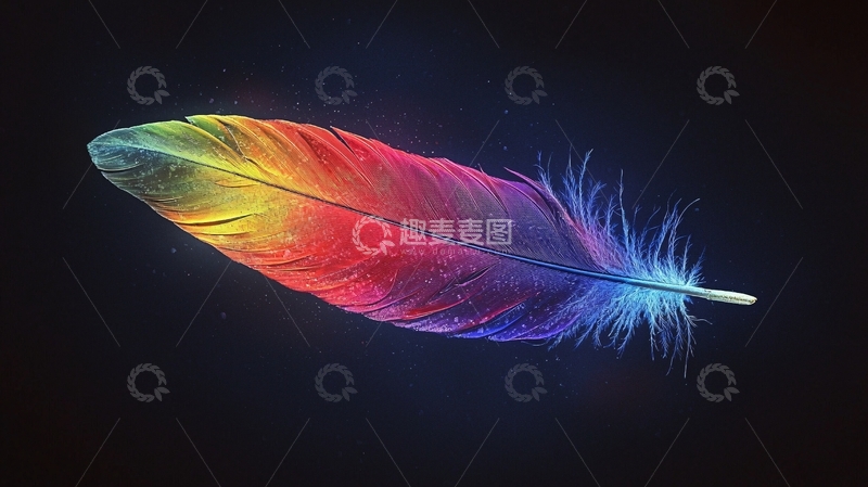 高清大图下载【趣麦麦图】彩虹羽毛