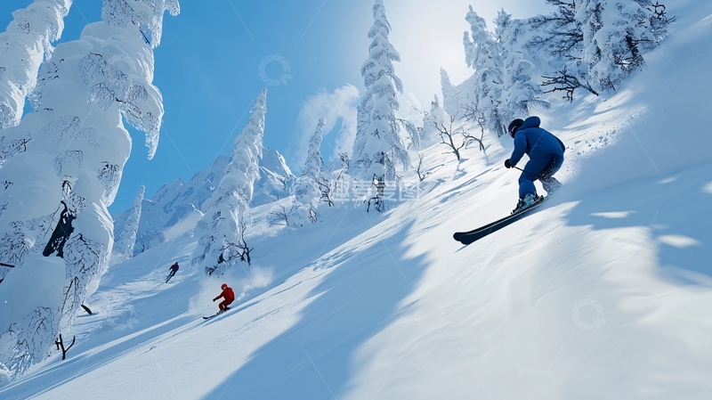高清大图下载【趣麦麦图】雪山滑雪