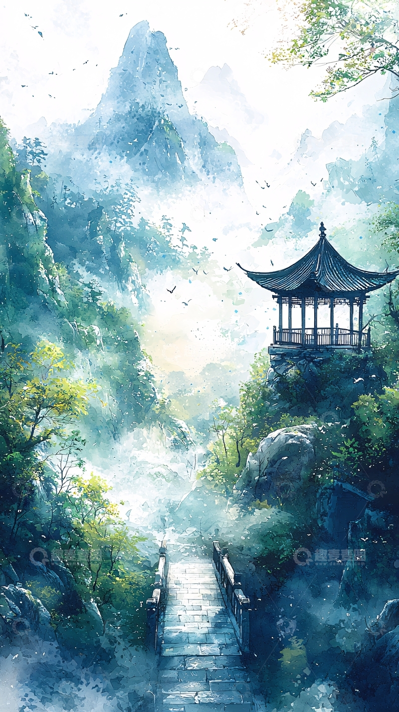 高清大图下载【趣麦麦图】水墨山水画482