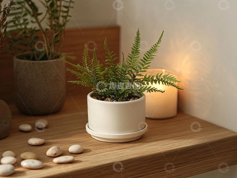 高清大图下载【趣麦麦图】小盆栽在木质台面