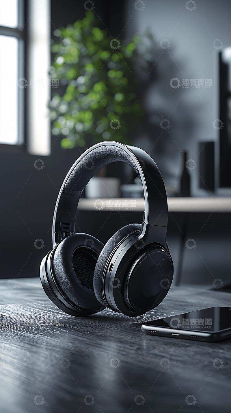 高清大图下载【趣麦麦图】黑色耳机