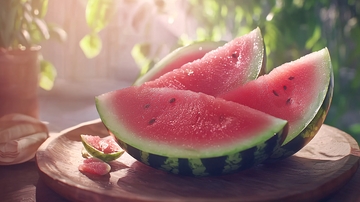 阳光下切好的西瓜