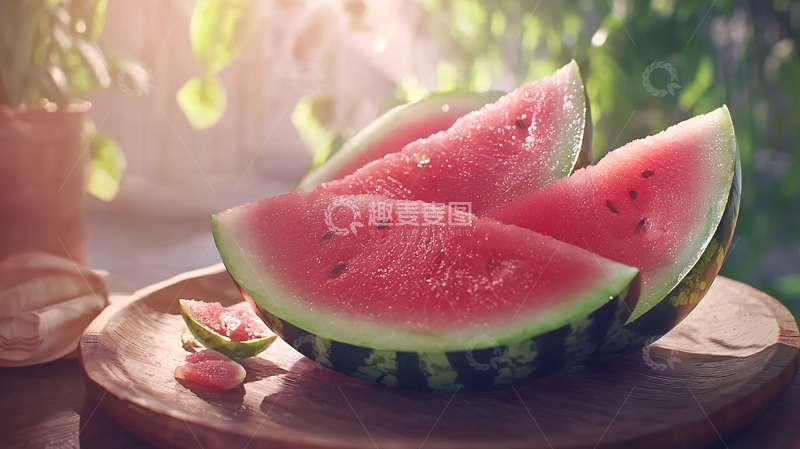 高清大图下载【趣麦麦图】阳光下切好的西瓜